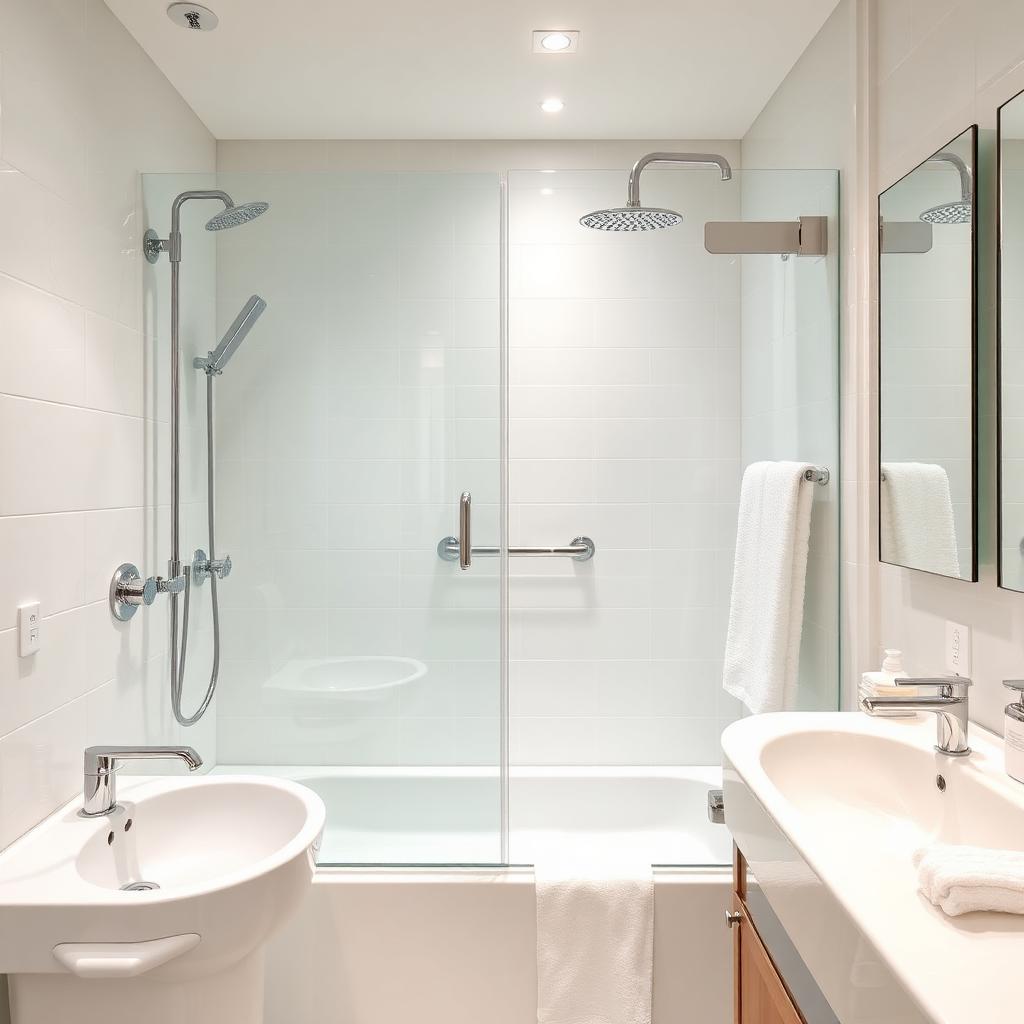 Sparkling clean modern bathroom with chrome fixtures