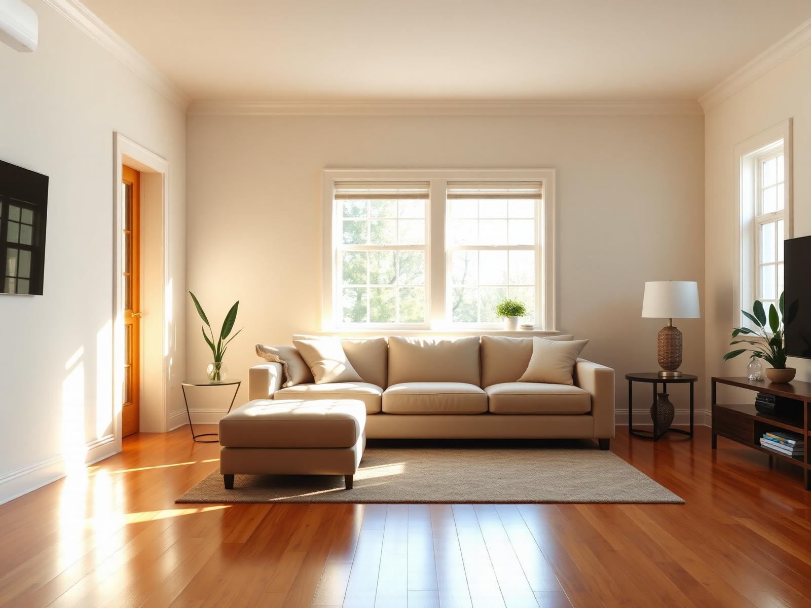 Sparkling clean living room cleaned by CR Cleaning Services in Massachusetts